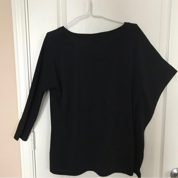 Charming Charlie Asymmetric One Sleeve Fancy Top Women’s Size S, black - Picture 2 of 12